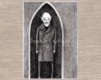 Nosferatu Vampire Horror Illustration Signed Fine Art Print