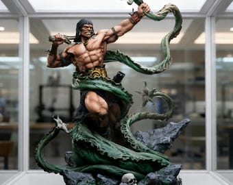 Savage Warrior STL Statue | 1/6 Scale Jungle Beast Diorama