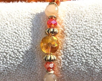 Glass Fall Beaded Crystal Stretch Bracelets