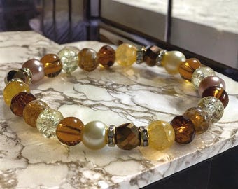 Fall Colors Glass Beaded Stretch Bracelets