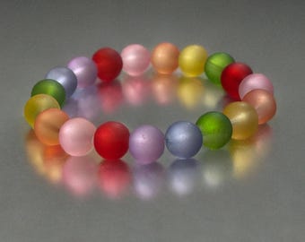 Rainbow Beaded Stretch Bracelets, Pride Bracelet