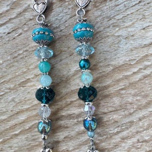 Heart Purse Charm: Turquoise Beaded Dangle Clip