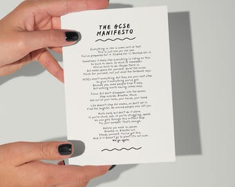 Manifesto per l'esame GCSE (formato cartolina A6, senza cornice)