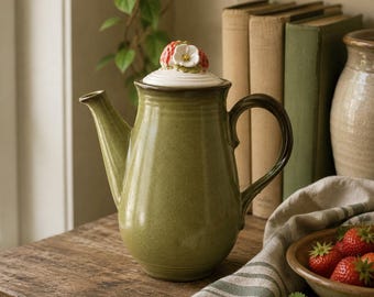 Vintage Metlox Poppytrail Strawberry Coffee Pot | California Pottery Server