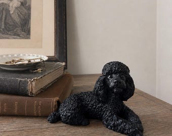 Vintage Castagna Black Poodle Figurine | Made in Italy Reclining Dog Sculpture