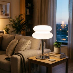 Modern Bedside Table Lamp, Dimmable Minimalist Desk Lamp, LED Nightstand Lighting with USB Type C Plug, Aesthetic Living Room Decor