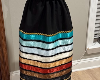 Ribbon Skirt with 8 Ribbons and Gold RicRac