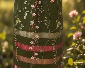 Ribbon Skirt with Floral  Lace Overlay