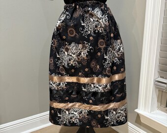 Turquoise Floral & Geometric Ribbon Skirt w/ Diagonal Ribbons main image 0