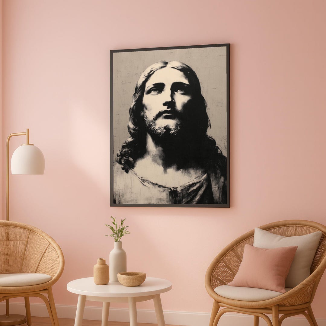 Inspirational Jesus Portrait: Monochrome Christian Canvas Wall Art - Etsy