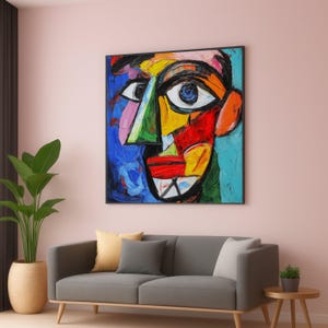 Abstrakte bunte Gesichter Leinwandkunst: Modernes expressionistisches Porträt