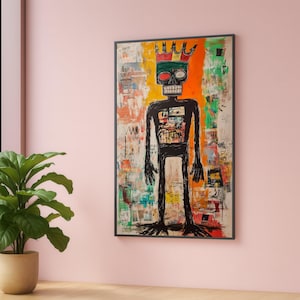 Abstract King Skull Canvas, Urban Street Art Colorful Skeleton Wall Art, Contemporary Pop Art Canvas, Modern Home Decoration