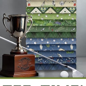 TEE TIME - 14 - Quilt Fabric Fat Quarters - Golf Theme - by Clothworks  - Cotton