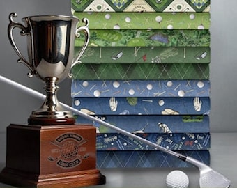 TEE TIME - 14 - Quilt Fabric Fat Quarters - Golf Theme - by Clothworks  - Cotton