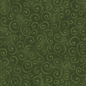 AUTUMN BREEZE - Quilt Fabric - Swirling Winds - by Nancy Halvorsen - for Benartex - 17153-46 - Green - Pine - Fall Colors -
