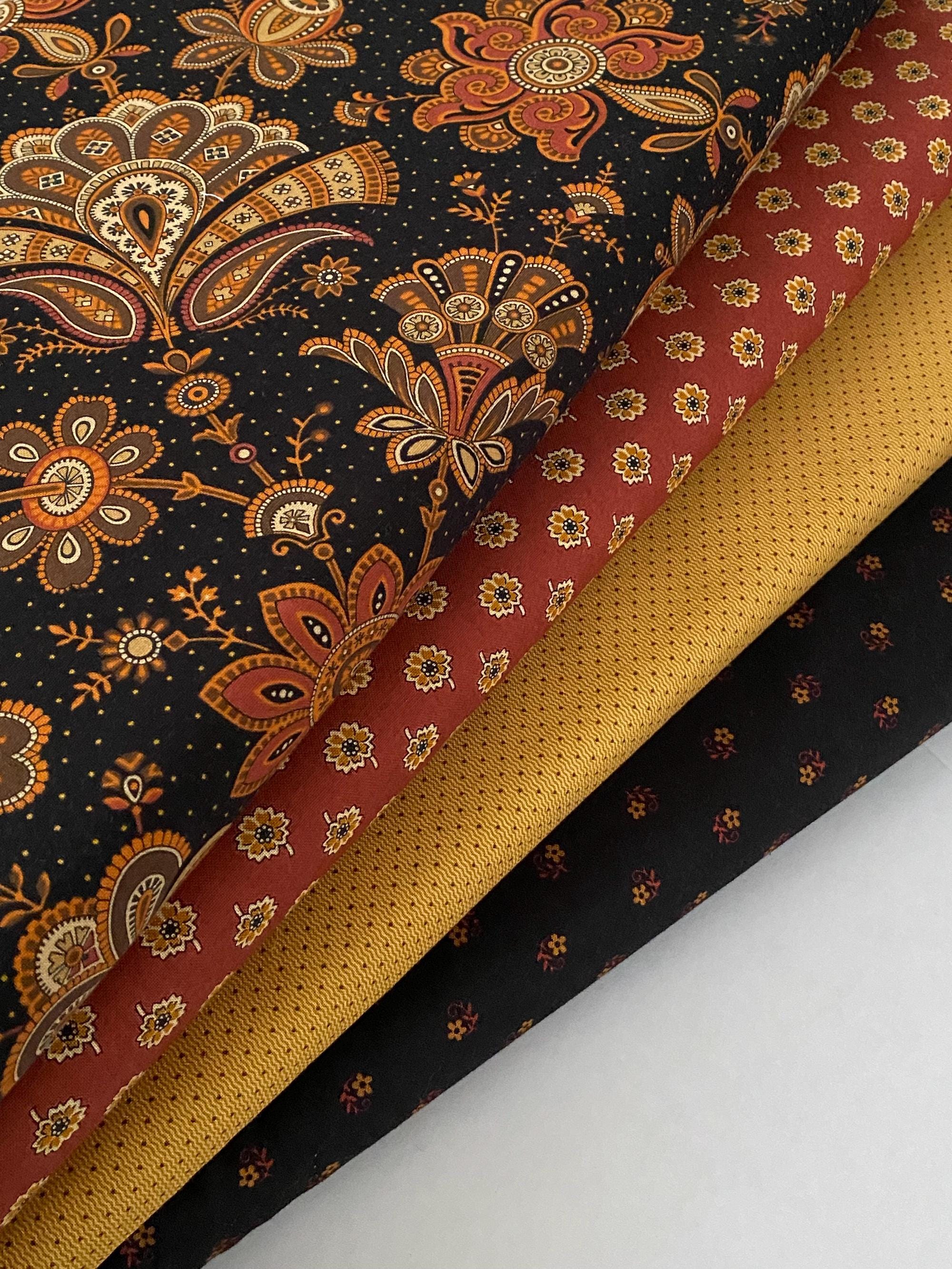 Hand Crafted Gold Floral Fabric Hair Accent with Black Print Black and Gold Floral Fabric - Etsy main image 3