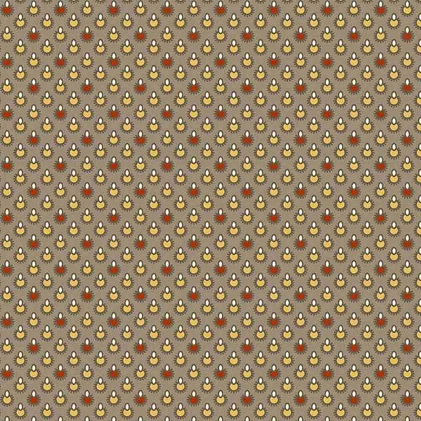 ANTIQUE AMBERS ~ Civil War Reproduction Quilt Fabric ~ Sheryl Johnson ~ Marcus ~ R31 0165 ~ Candlelight - Red, Gold, Gray - By the 1/2 Yd