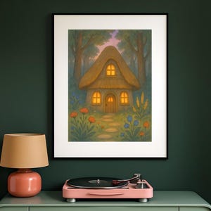 Whimsical Cottagecore Wall Art Print, Storybook Fairy House, Cozy Rustic Home Decor, Magical Forest Illustration, Printable Digital Download