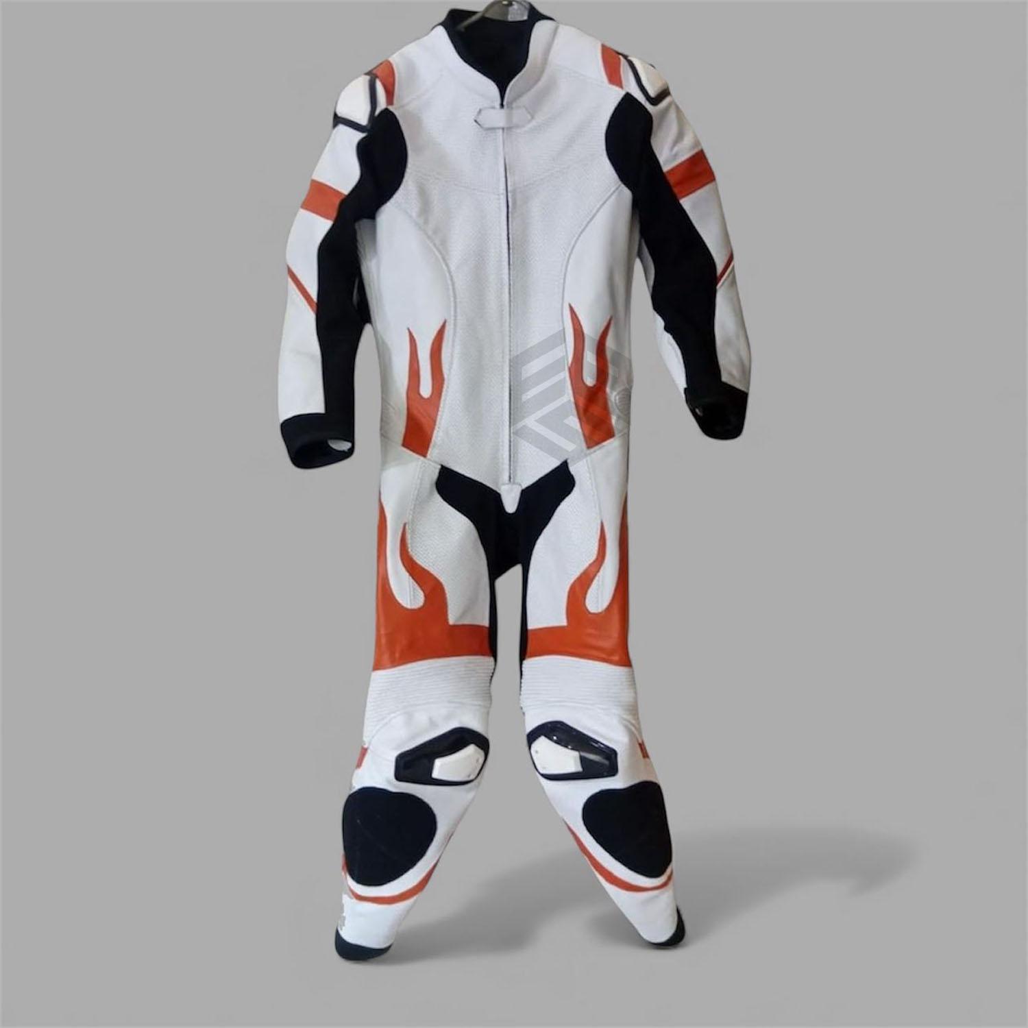 ハンドメイドバイクレーシングレザースーツ：CEアーマー付き牛革バイク 