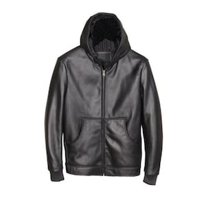 Men&#39;s Black Leather Hooded Motorcycle Jacket Biker Style Men&#39;s Leather Jacket With Hood, Best Hoodie jacket Gift For Him
