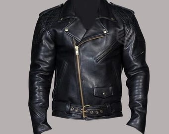Vintage Leather 2000 Classic Biker Leather Jacket - Etsy