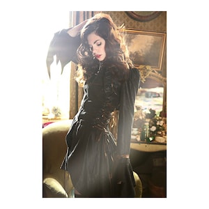 Womens Leather Steampunk Victorian Gothic Corset Dress Coat Costume Gothic