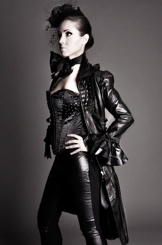 chinese dress ladies Leather and Lace Steampunk dress main image 1