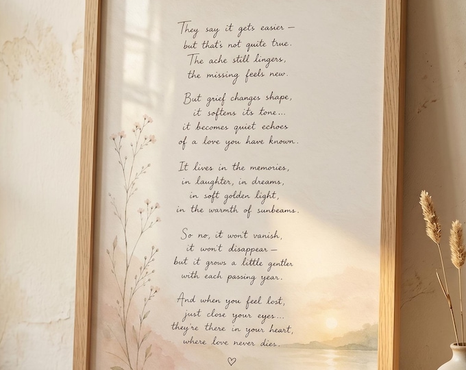 Grief Poem Print | Sympathy Gift | Loss of Loved One Gift | Bereavement Gift | In Memory Print | Comfort Gift | A4 A5 Art Print