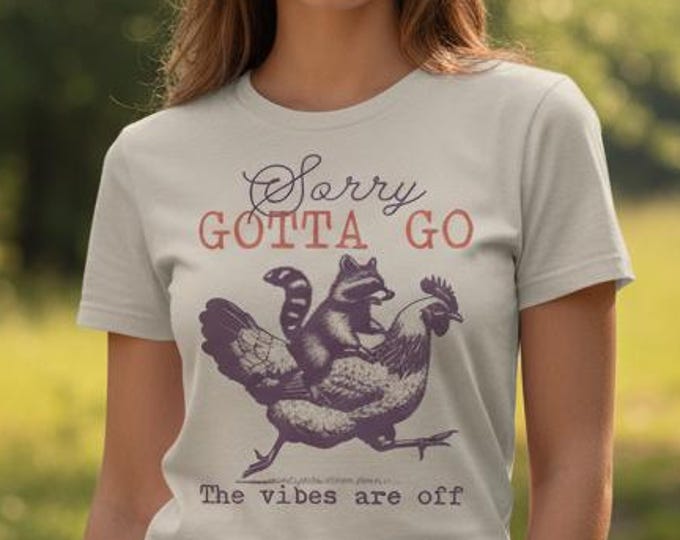 Funny Raccoon Riding Chicken Organic Cotton T-Shirt