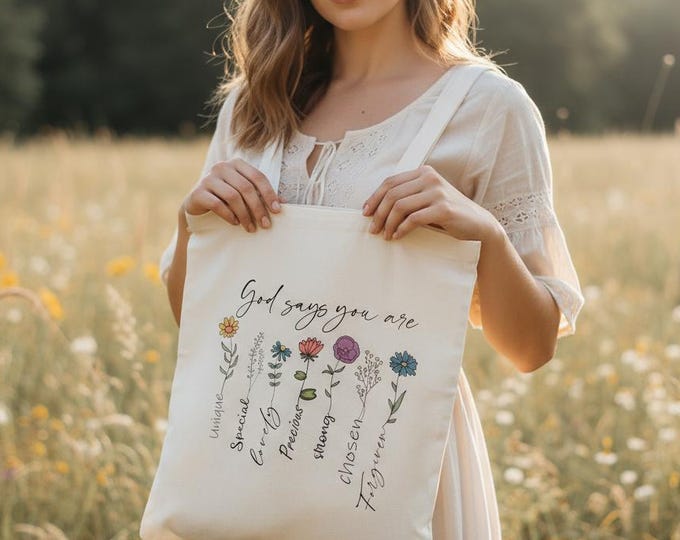Floral Scripture Tote Bag | Christian Inspirational Gift