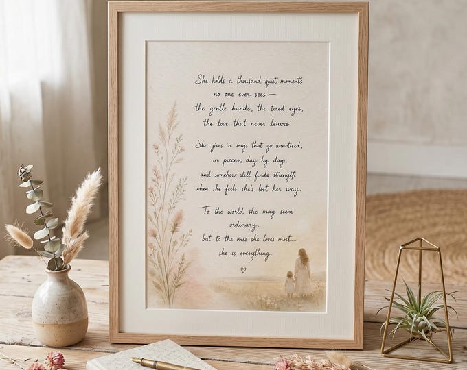 Motherhood Poem Print | Gift for Mum | Mother’s Day Gift | New Mum Gift | Meaningful Mum Art | Family Wall Art | A4 A5 Print