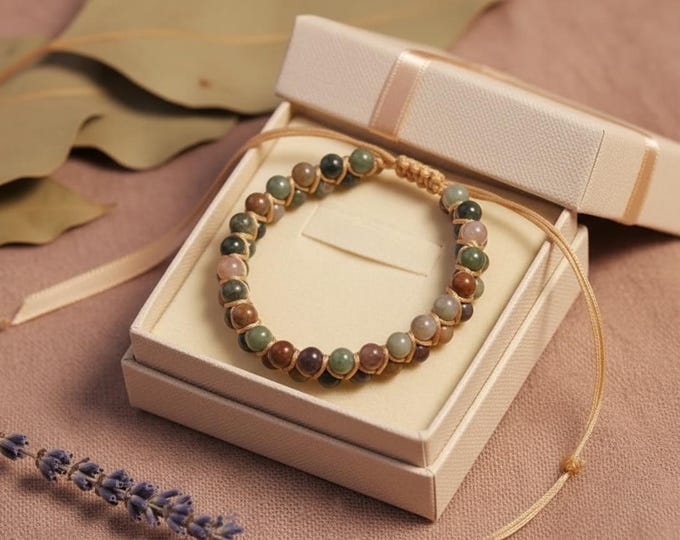 Indian Agate Bracelet | Multicolour Stone Beaded Boho Jewellery