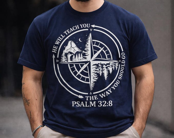Psalm 32:8 Compass T-Shirt | Christian Faith Streetwear Hoodie