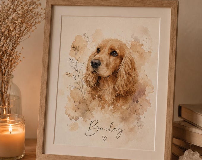 Custom Pet Portrait | Watercolour Style Pet Memorial Art | Personalised Dog Portrait | Custom Pet Illustration | Digital Download