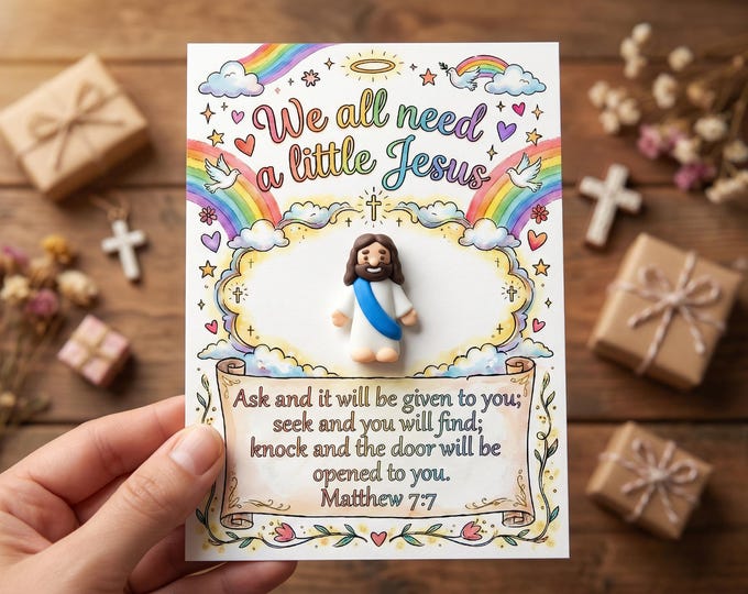 Mini Jesus Pocket Hug, Prayer Poem Card, Christian Keepsake