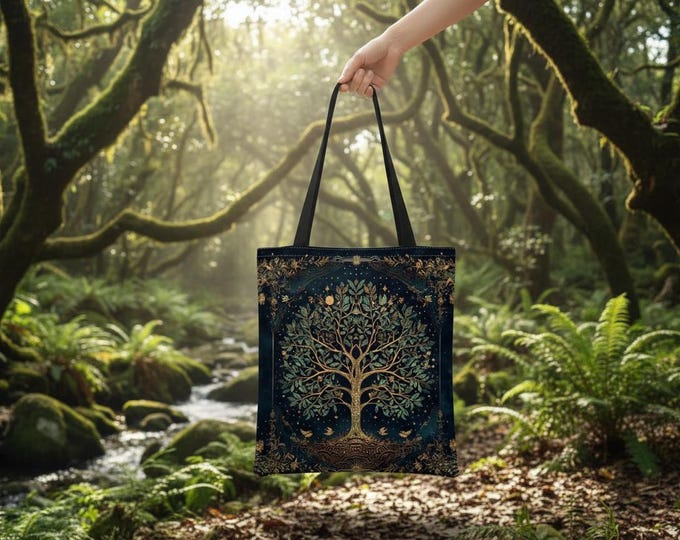Tree of Life Tote Bag: Celestial Starry Design, Eco-Friendly Canvas Shopper
