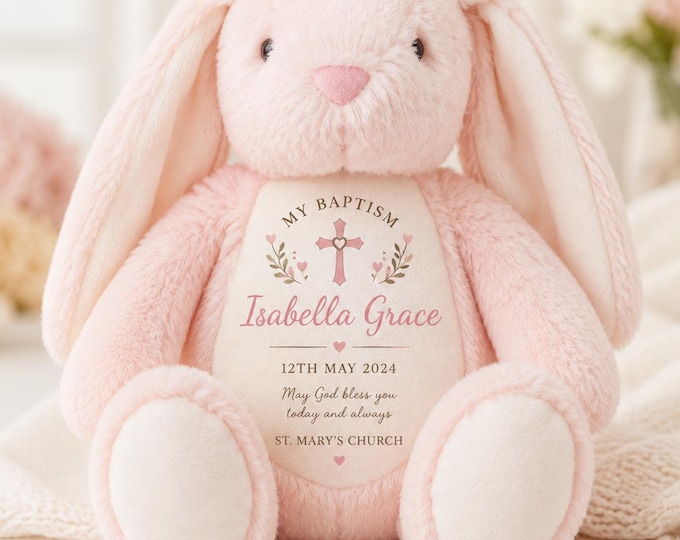 Baptism baby gift | Personalised First Holy Communion Gift | Communion Teddy Bear Bunny | Christening & Baptism Keepsake | Christian Gift
