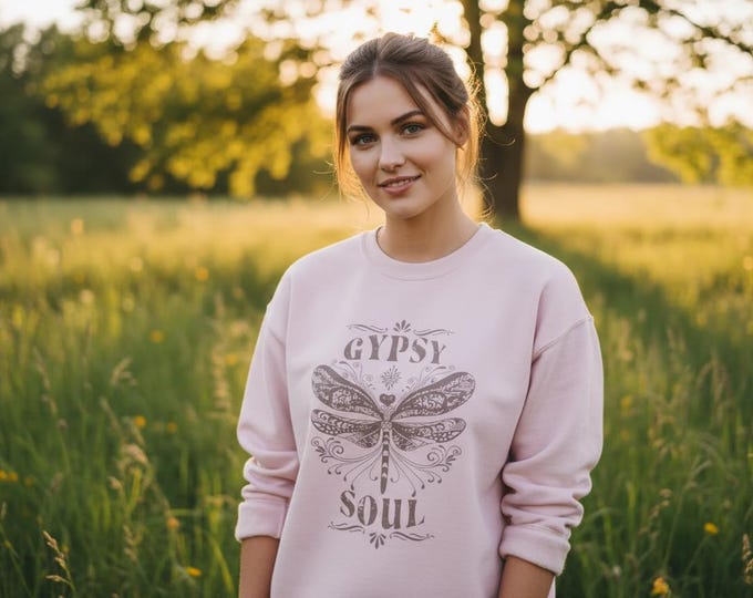 Gypsy Soul Sweatshirt – Pink Jumper Top – Ladies’ Sizes UK 6–18 – Boho Inspired Pullover