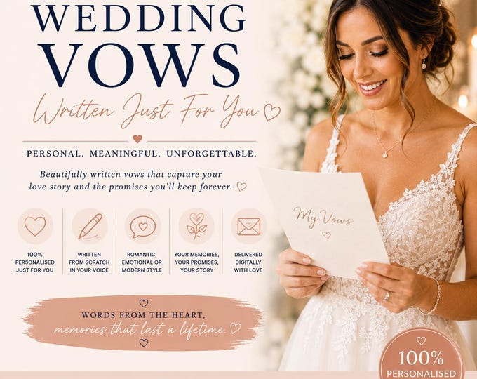 Custom Wedding Vow Writing Service | Personalised Romantic Wedding Vows | Heartfelt Bride & Groom Vows