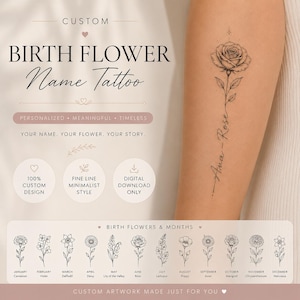 Rose Stem Tattoo With Name - Etsy UK
