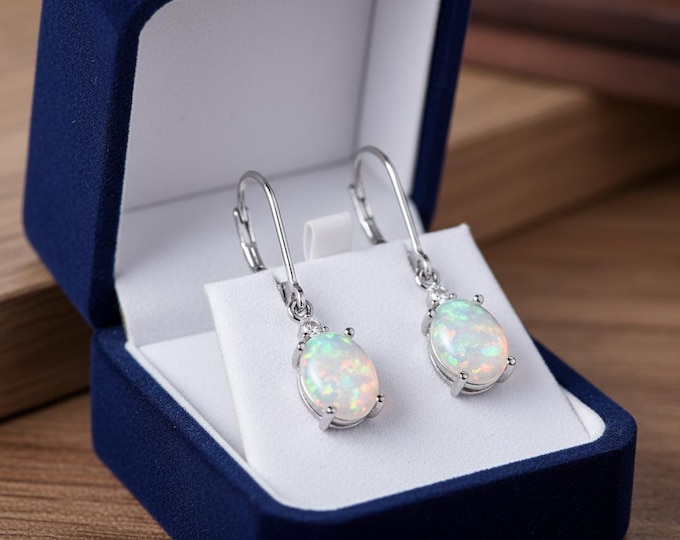 Sterling Silver Green Opal Dangle Earrings | Vintage Boho Jewelry