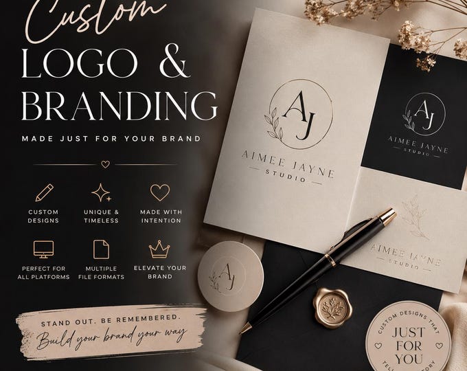 Custom Hand Drawn Logo Design | Minimalist Branding | Modern Luxury Logo | Business Branding Kit | Digital Product