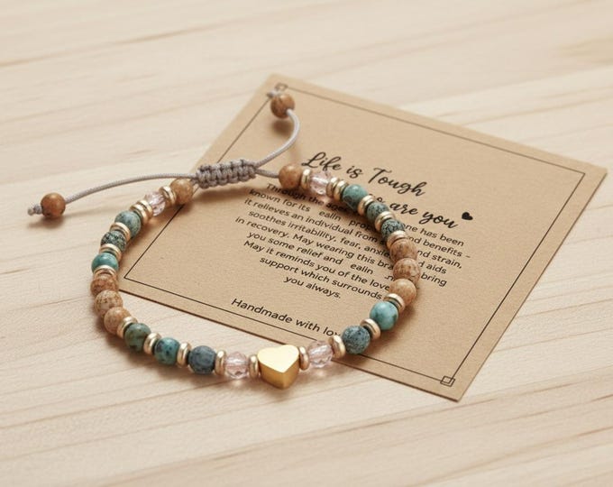 Turquoise Beaded Bracelet | Mental Health Gift with Card