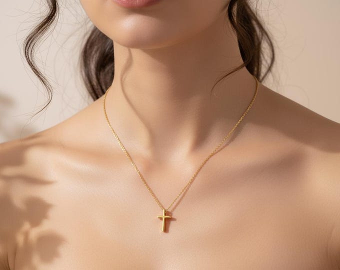 Simple Cross Necklace, Dainty Christian Gifts for her