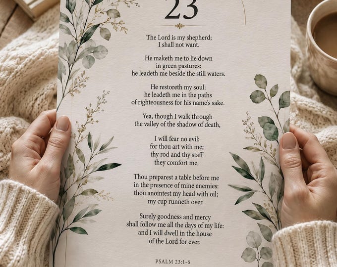 Psalm 23 Christian Wall Art Print The Lord Is My Shepherd Bible Verse Decor Neutral Christian Home Decor A5 A4 A3 Print or Digital Download