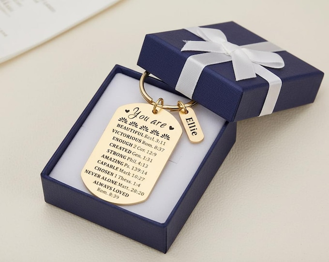 Personalized Christian Keychain | Stainless Steel Inspirational Gift