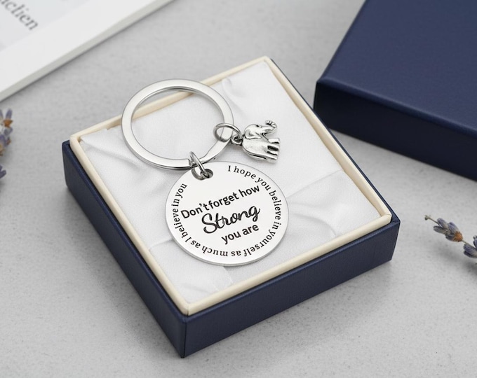 Inspirational Elephant Keychain | Stainless Steel Encouragement Gift