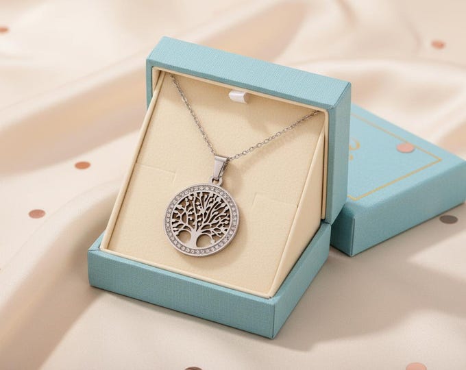 Tree of Life Pendant Necklace | Stainless Steel Hollow Charm, 45cm