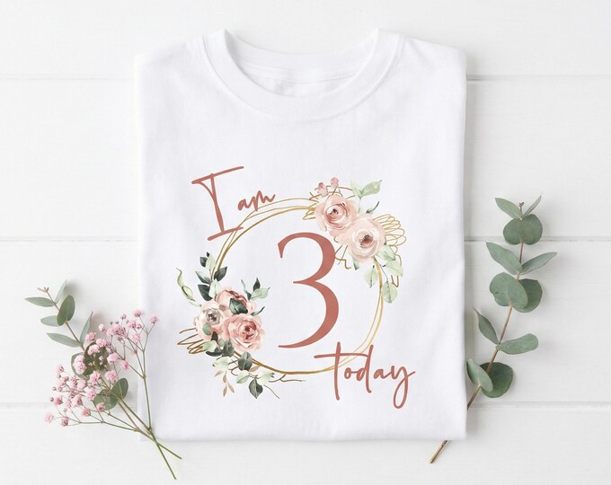 Personalised Girls Birthday T Shirt | Any Name & Age Birthday Top | Custom Birthday Tee for Girls | Birthday Party Outfit