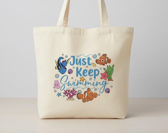 Just Keep Swimming Tote Bag | Inspirational Ocean Design